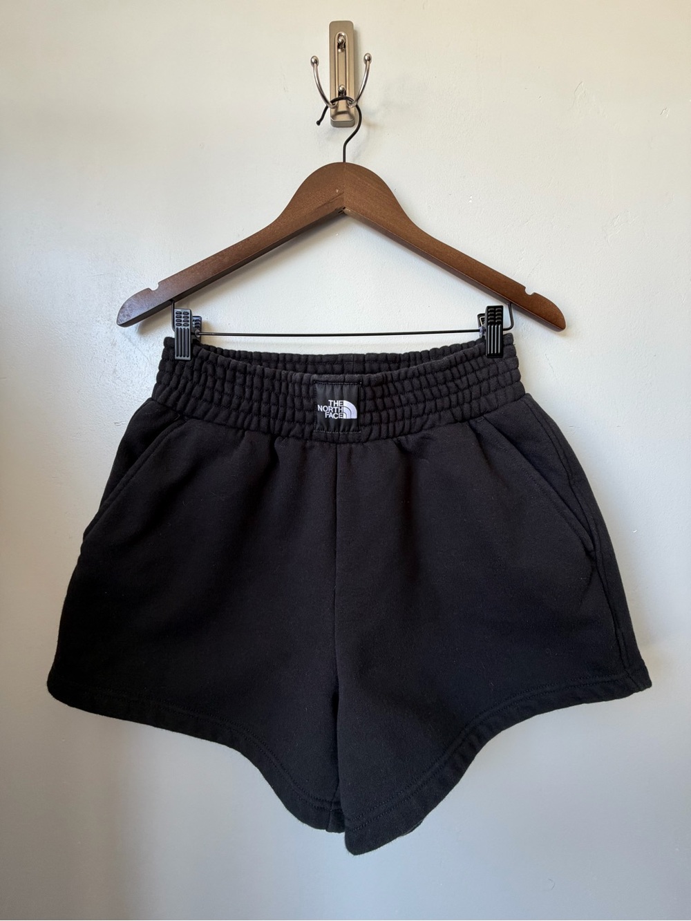 The North Face Women's Black Elastic-High Waist Fleece Athletic Shorts